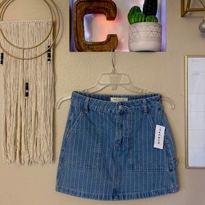 Pinstripe denim skirt
